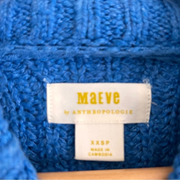 Maeve Anthropologie Blue Crop Ribbed Bell Sleeve Turtleneck Sweater XX Small - Picture 7 of 15